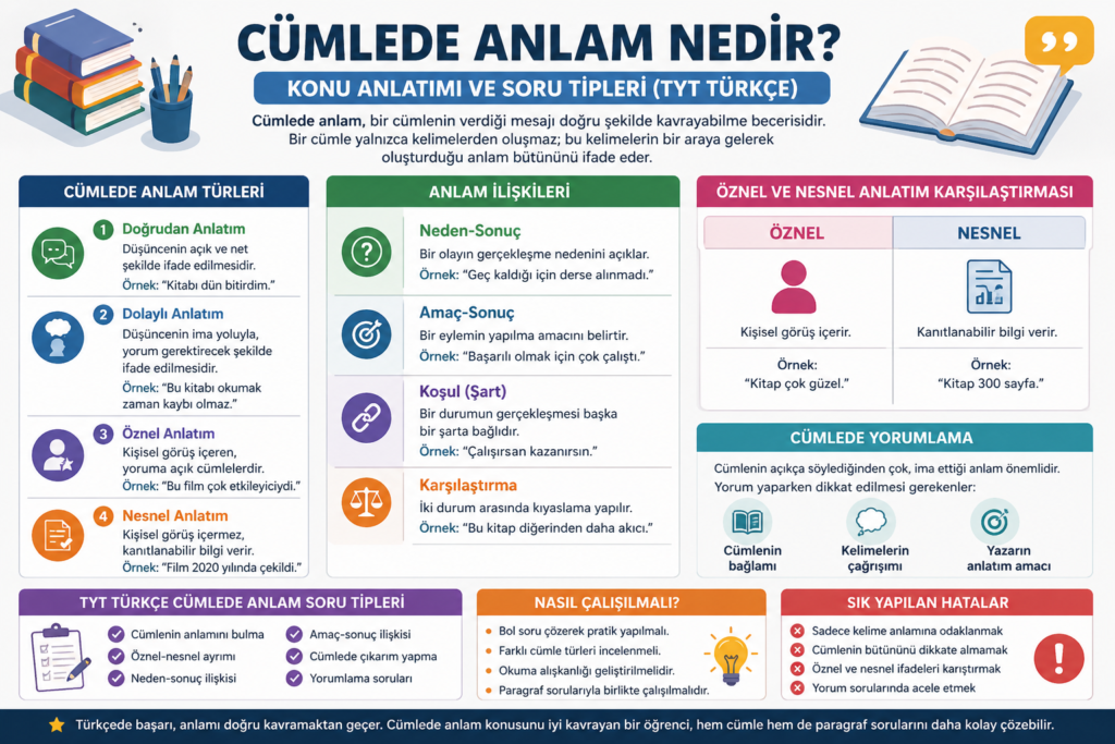 Cümlede anlam nedir TYT Türkçe konu anlatımı
