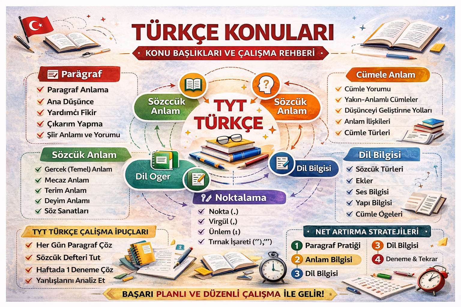 Türkçe konuları konu dağılımı ve çalışma rehberi