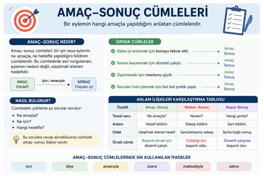 Amaç sonuç cümleleri konu anlatımı ve örnekler