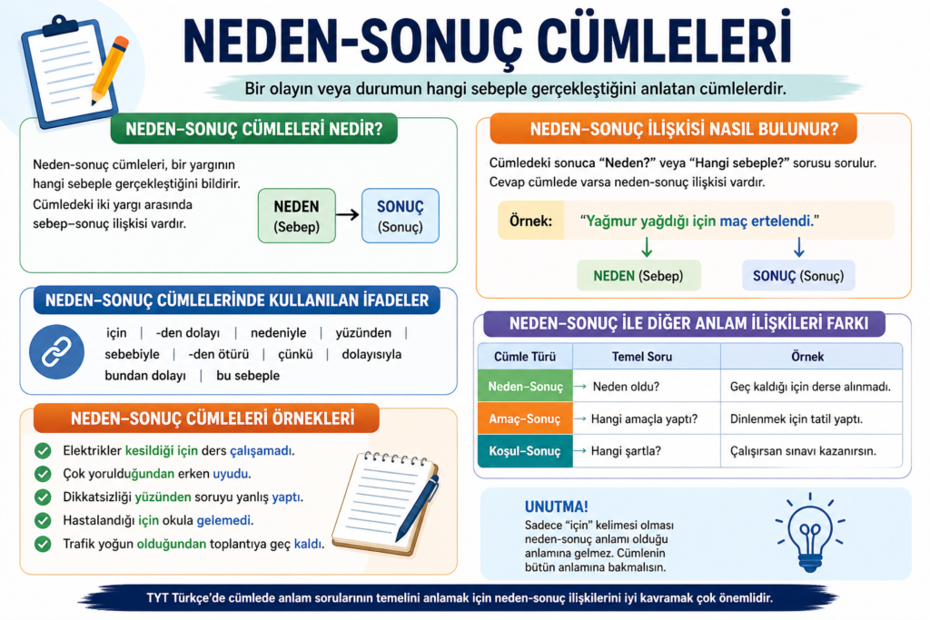 Neden sonuç cümleleri konu anlatımı
