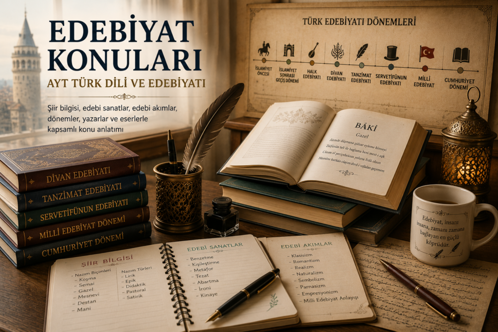 Edebiyat konuları AYT Türk Dili ve Edebiyatı çalışma rehberi