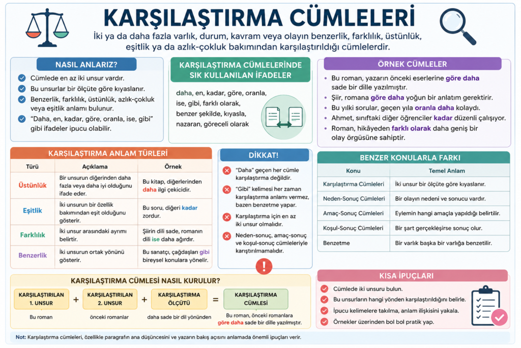 Karşılaştırma cümleleri konu anlatımı örnekler TYT Türkçe