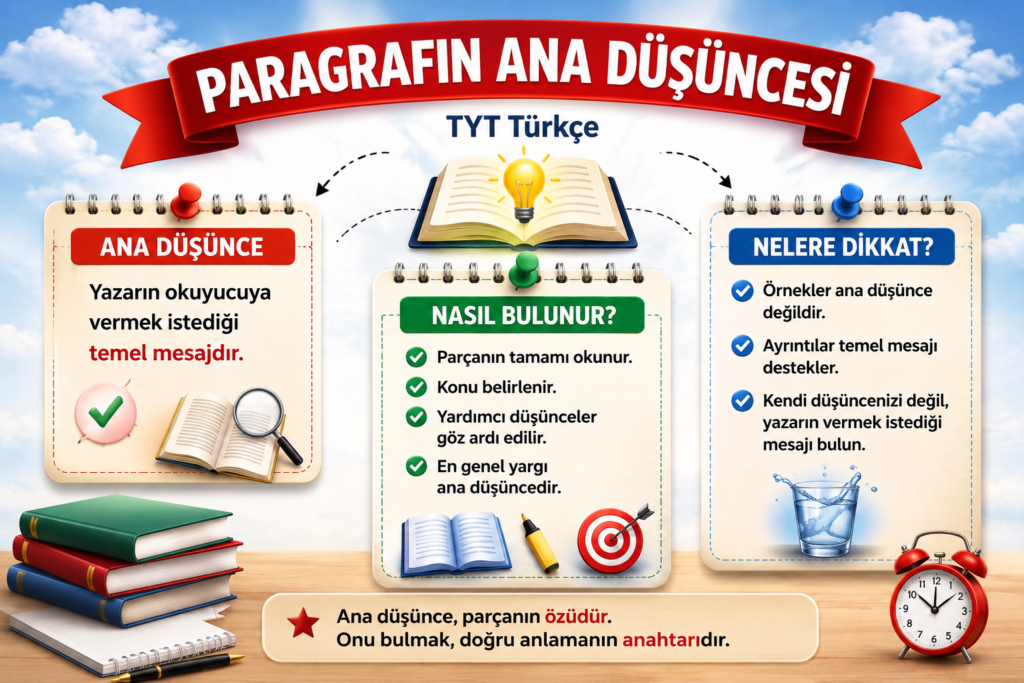 Paragrafın ana düşüncesi konu anlatımı ve TYT Türkçe örnekleri