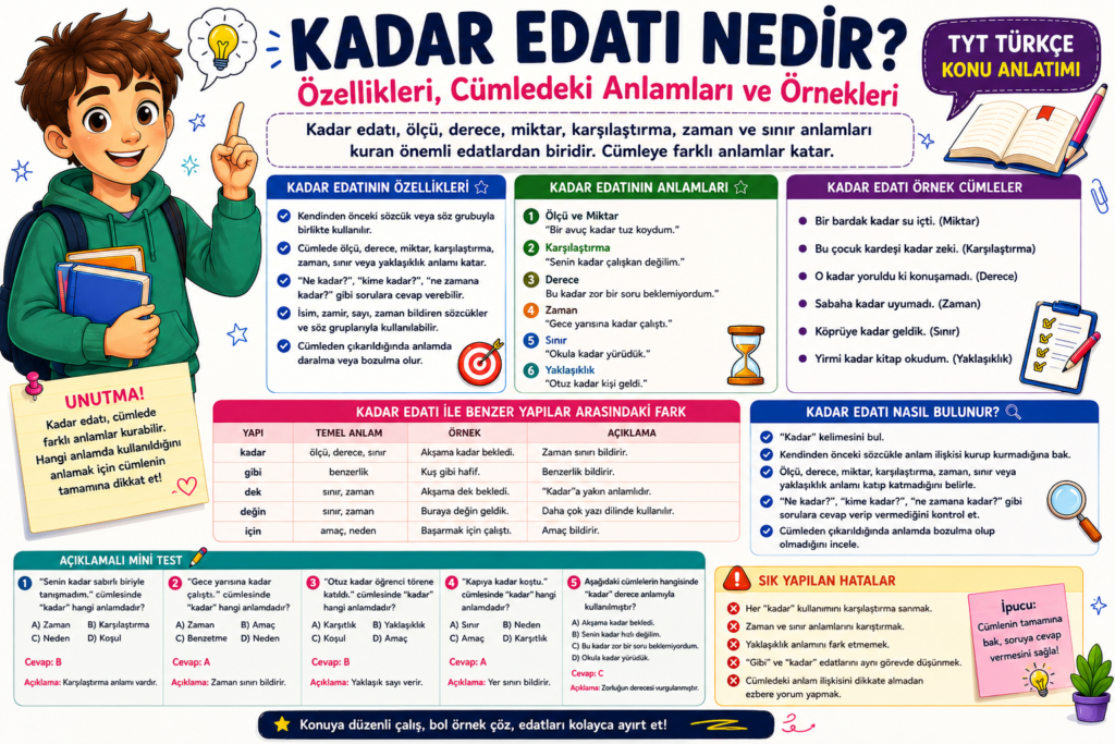 Kadar Edatı Nedir? Özellikleri, Cümledeki Anlamları ve Örnekleri
