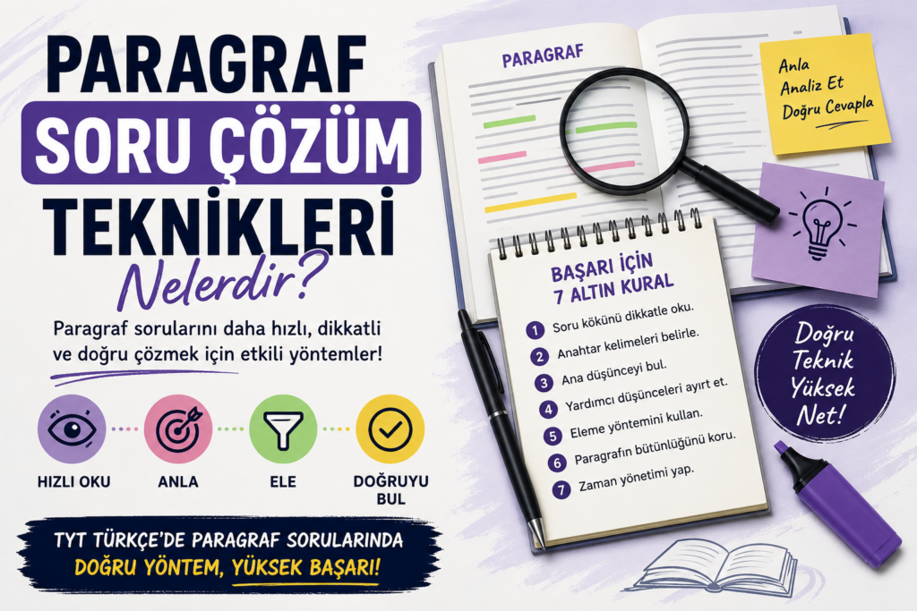 Paragraf soru çözüm teknikleri nelerdir? TYT Türkçe paragraf sorularını hızlı ve doğru çözme yöntemleri