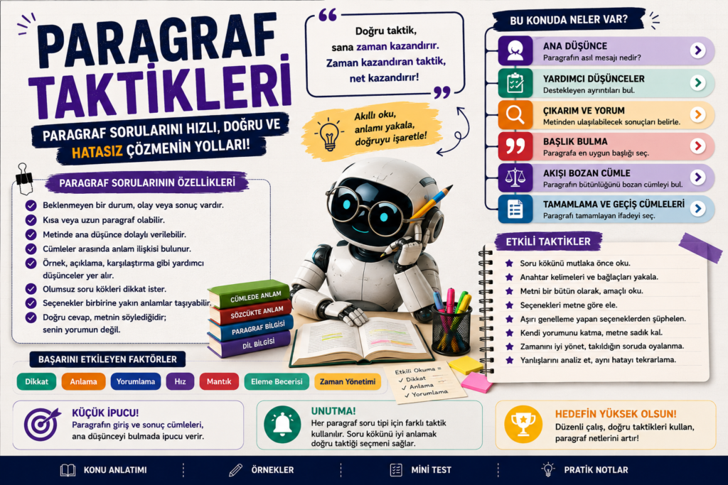 Paragraf taktikleri nelerdir? Paragraf sorularını hızlı ve doğru çözme yöntemleri, ana düşünce bulma ve seçenek eleme teknikleri
