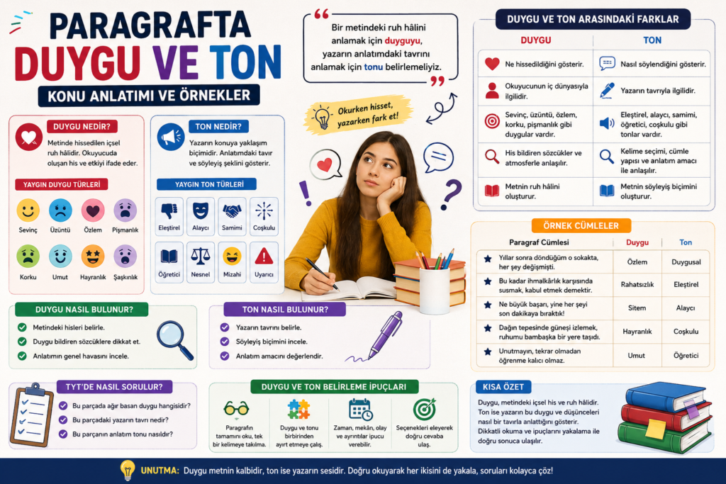 Paragrafta duygu ve ton nedir, nasıl bulunur? Duygu ve ton arasındaki farklar, örnekler ve TYT Türkçe konu anlatımı