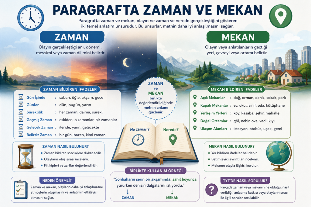 Paragrafta zaman ve mekan nedir, nasıl bulunur? TYT Türkçe konu anlatımı