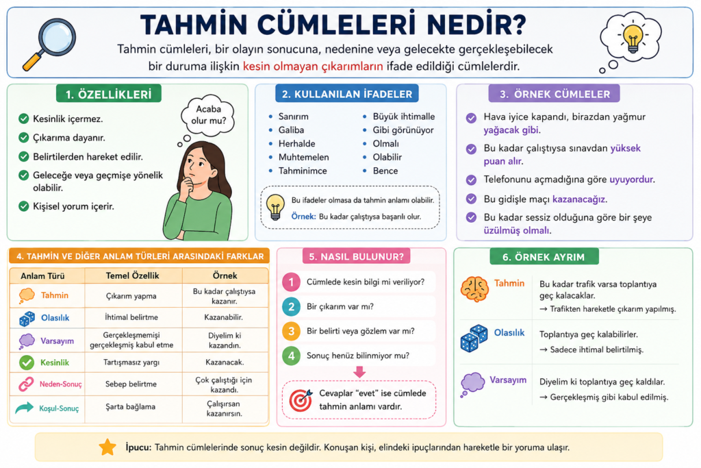 Tahmin cümleleri nedir, özellikleri ve örnekleri TYT Türkçe konu anlatımı