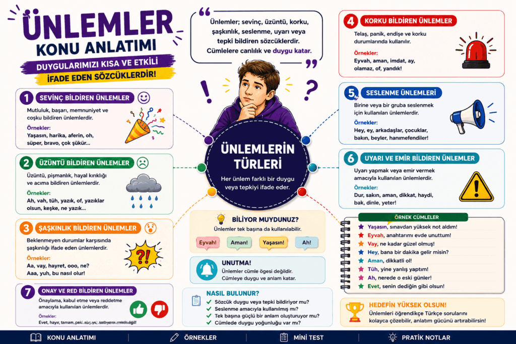 Ünlem nedir? Ünlemlerin özellikleri, türleri ve örnekleri konu anlatımı