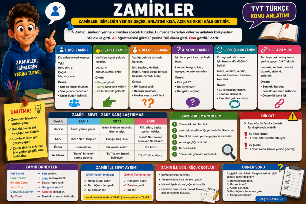 Zamir nedir? Zamir türleri, özellikleri ve örnekleri konu anlatımı