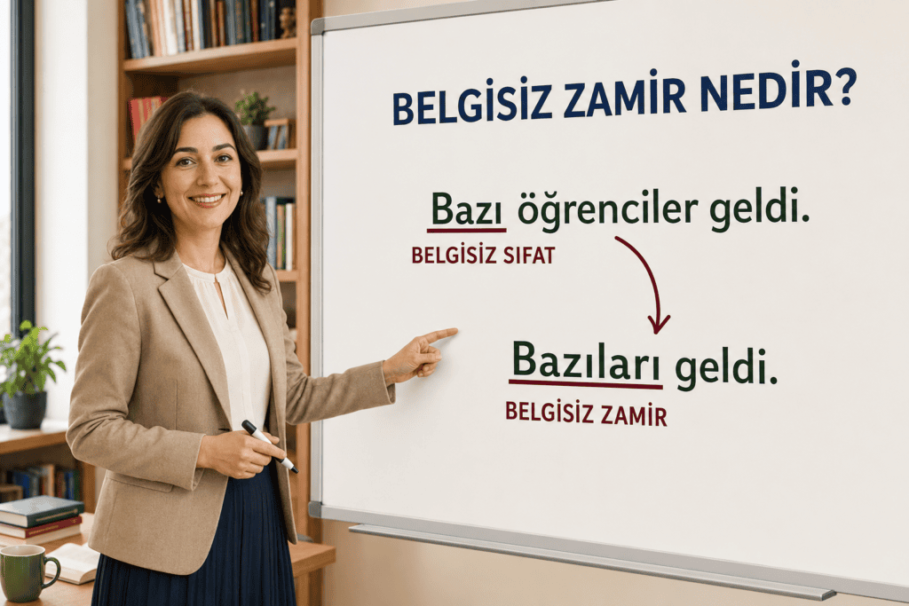 Belgisiz sıfat ile belgisiz zamir arasındaki fark