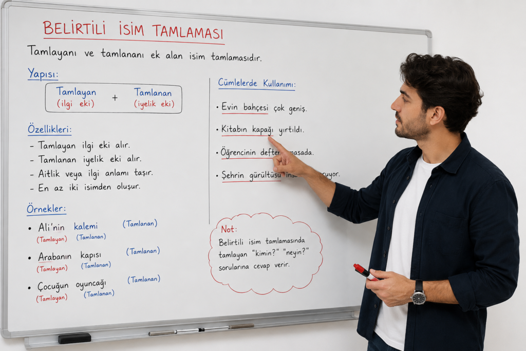 Belirtili isim tamlaması konu anlatımı, tamlayan ve tamlanan yapısı, özellikleri ve örnekleri
