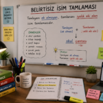 Belirtisiz isim tamlamasında tamlayanın ek almadığını ve tamlananın iyelik eki aldığını gösteren konu anlatım görseli.