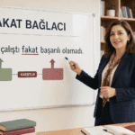 Fakat bağlacının karşıtlık görevini örnek cümleyle açıklayan kadın öğretmen