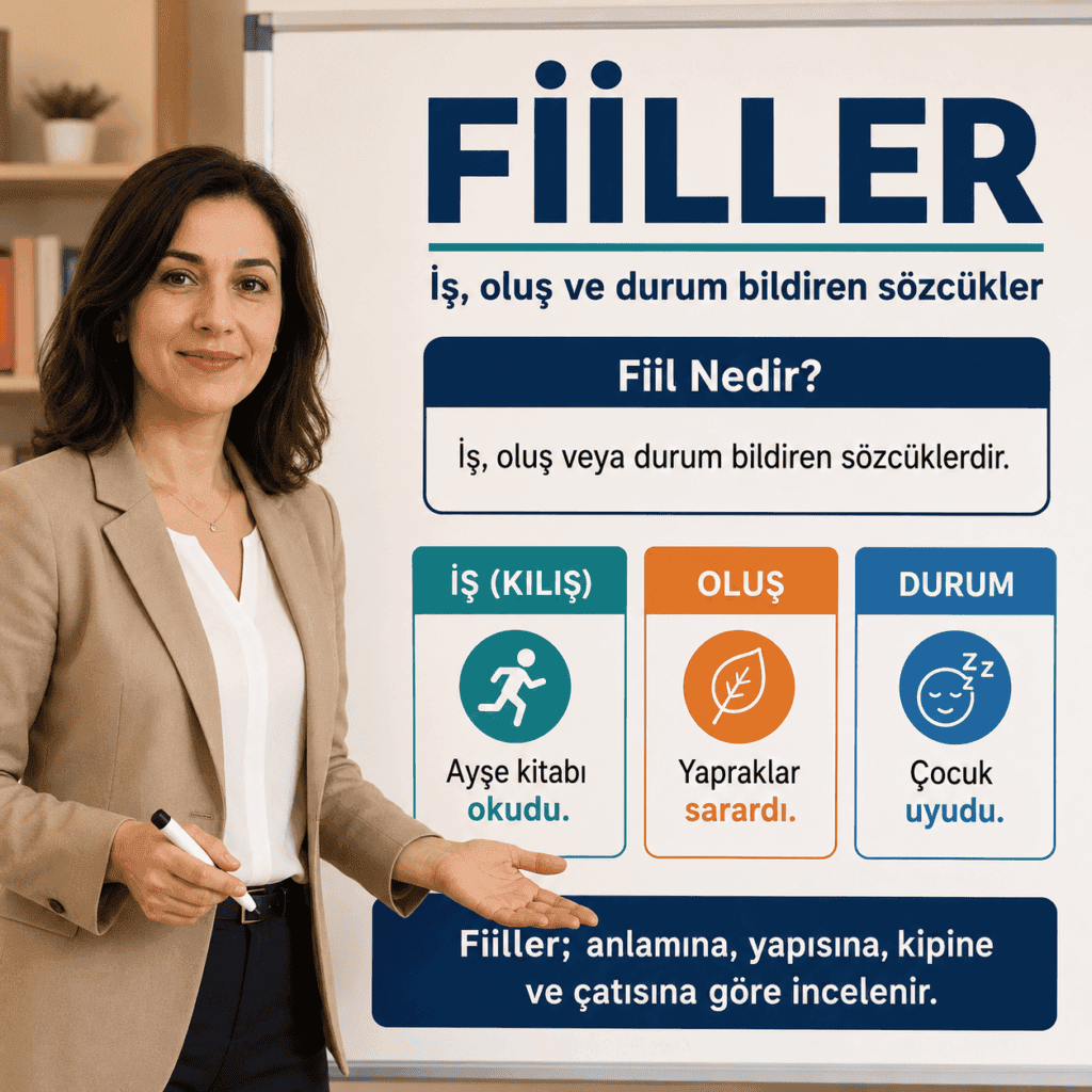 Fiillerin tanımı, özellikleri, türleri ve örnek cümlelerle anlatımı