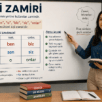 Kişi zamiri konu anlatımını gösteren öğretmen ve kişi zamirleri tablosu