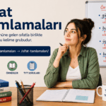 Sıfat tamlamaları konu anlatımı için hazırlanmış öğretmen ve örneklerin yer aldığı eğitim görseli