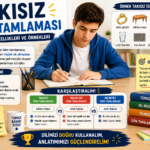 Takısız isim tamlamasını örnekler ve karşılaştırmalarla anlatan konu anlatımı görseli
