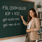 Fiil çekim eklerini anlatan Türkçe öğretmeni