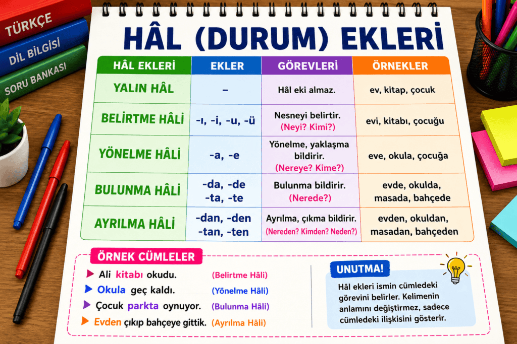 Hâl ekleri türleri ve örnekleri