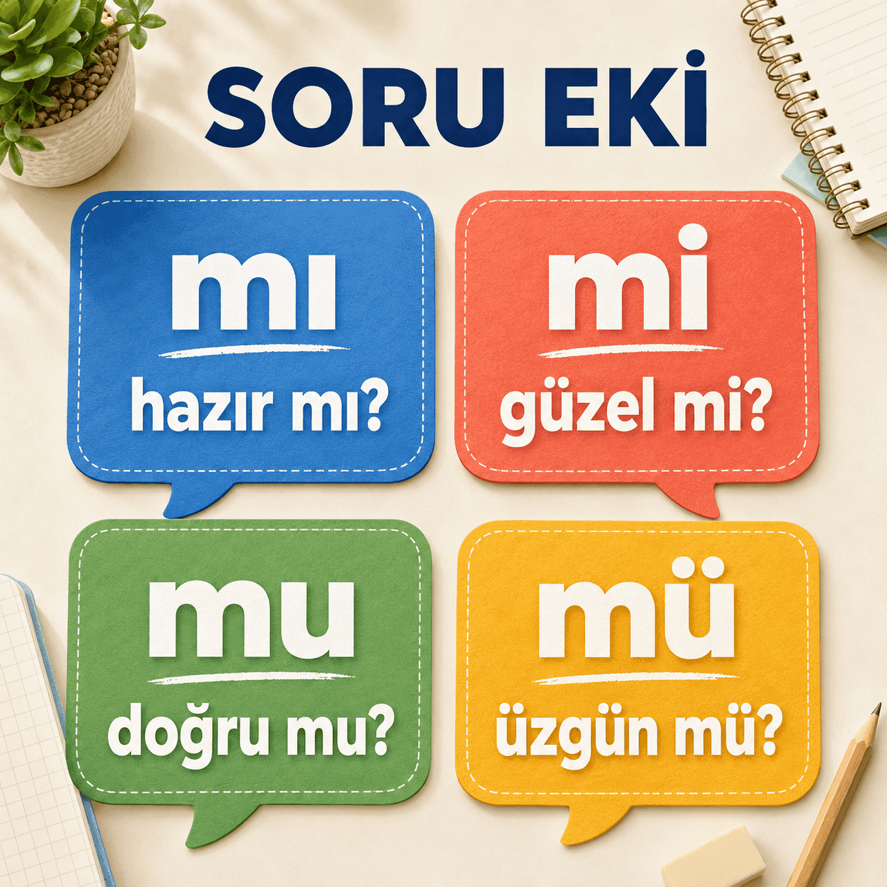 Mı, mi, mu ve mü soru eklerinin doğru kullanım örnekleri