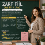 Zarf fiil ekleri ve cümlede zarf fiil bulma yöntemini örneklerle gösteren Türkçe dil bilgisi görseli
