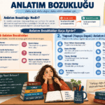 Anlatım bozukluğu türlerini, anlama dayalı ve yapısal anlatım bozukluklarını örneklerle gösteren eğitim görseli