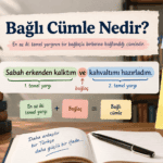 Bağlı cümle nedir, özellikleri ve bağlı cümle örneklerini açıklayan Türkçe dil bilgisi görseli