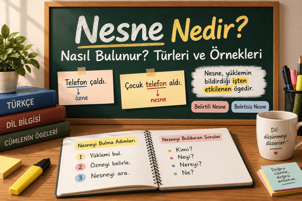 Nesne nedir, belirtili ve belirtisiz nesne örneklerini açıklayan görsel