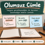 Olumsuz cümle konusunu tanım, kuruluş yolları ve örneklerle açıklayan Türkçe dil bilgisi görseli