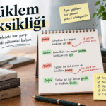 Yüklem eksikliği konusunu yanlış ve doğru cümle örnekleriyle açıklayan eğitim görseli