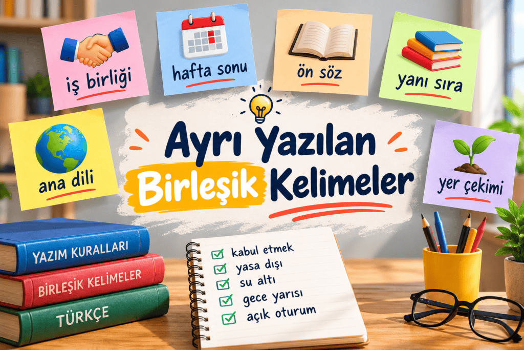 Ayrı yazılan birleşik kelimeler ve doğru yazım örnekleri