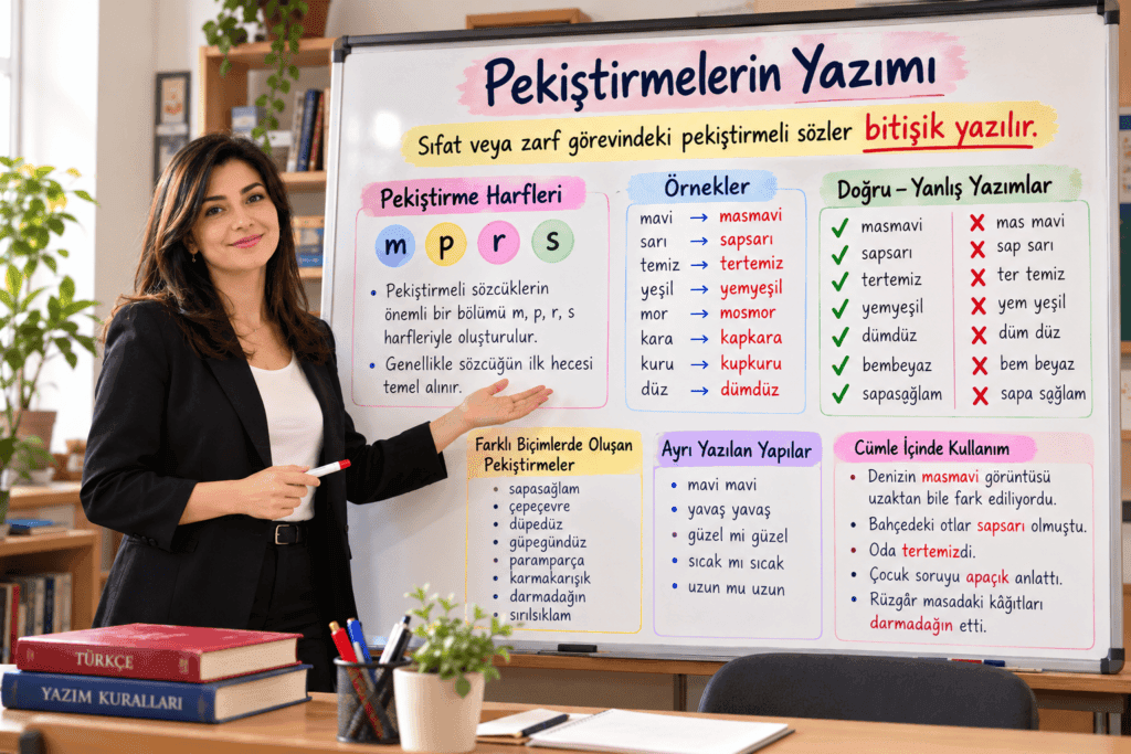 Pekiştirmelerin yazımı, pekiştirme harfleri ve doğru yazım örnekleri