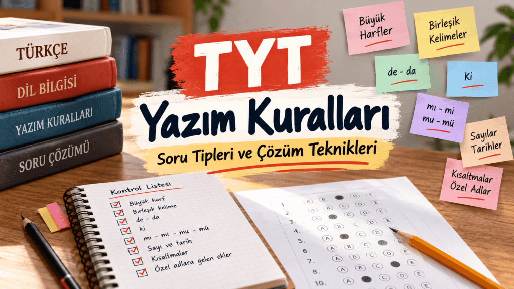 TYT yazım kuralları soru tipleri ve çözüm teknikleri görseli